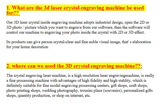 кристаллические многоточия скорости 120.000 гравировального станка 2000HZ лазера 3D внутренние/минута